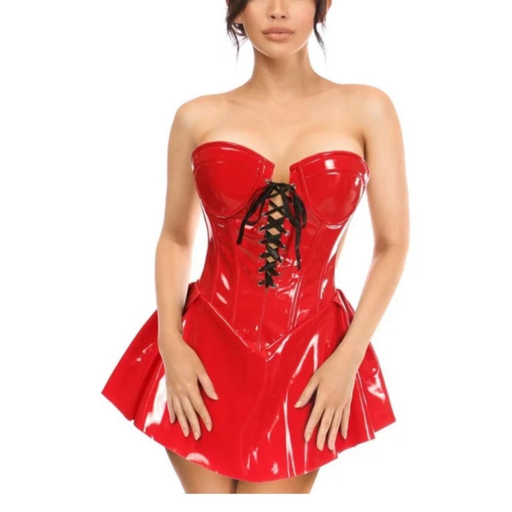 Daisy Corsets Too Drawer Brand New red paten leather corset/dress/top 3XL
